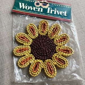 Vintage Woven Trivet, Handmade.